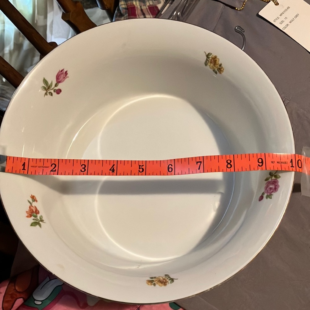 Vintage German Democratic Republic JL Menau flowered inside and out serving bowl